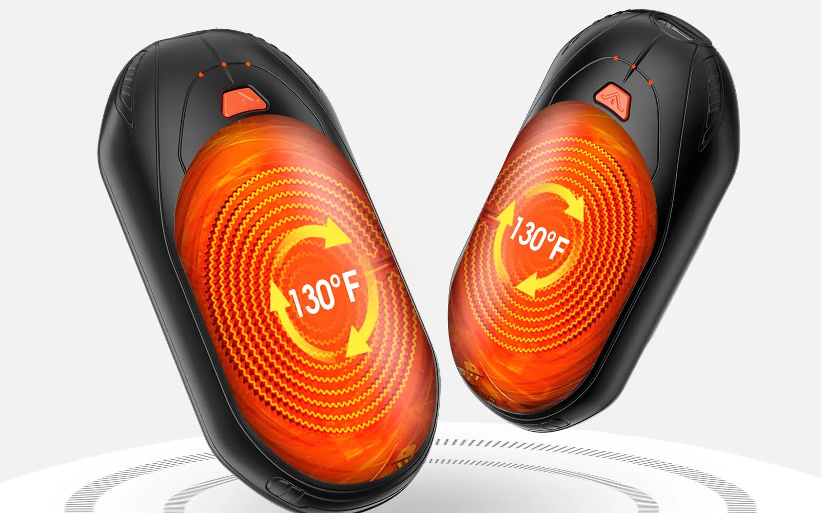 Two black UNIHAND warmers glowing on the High level