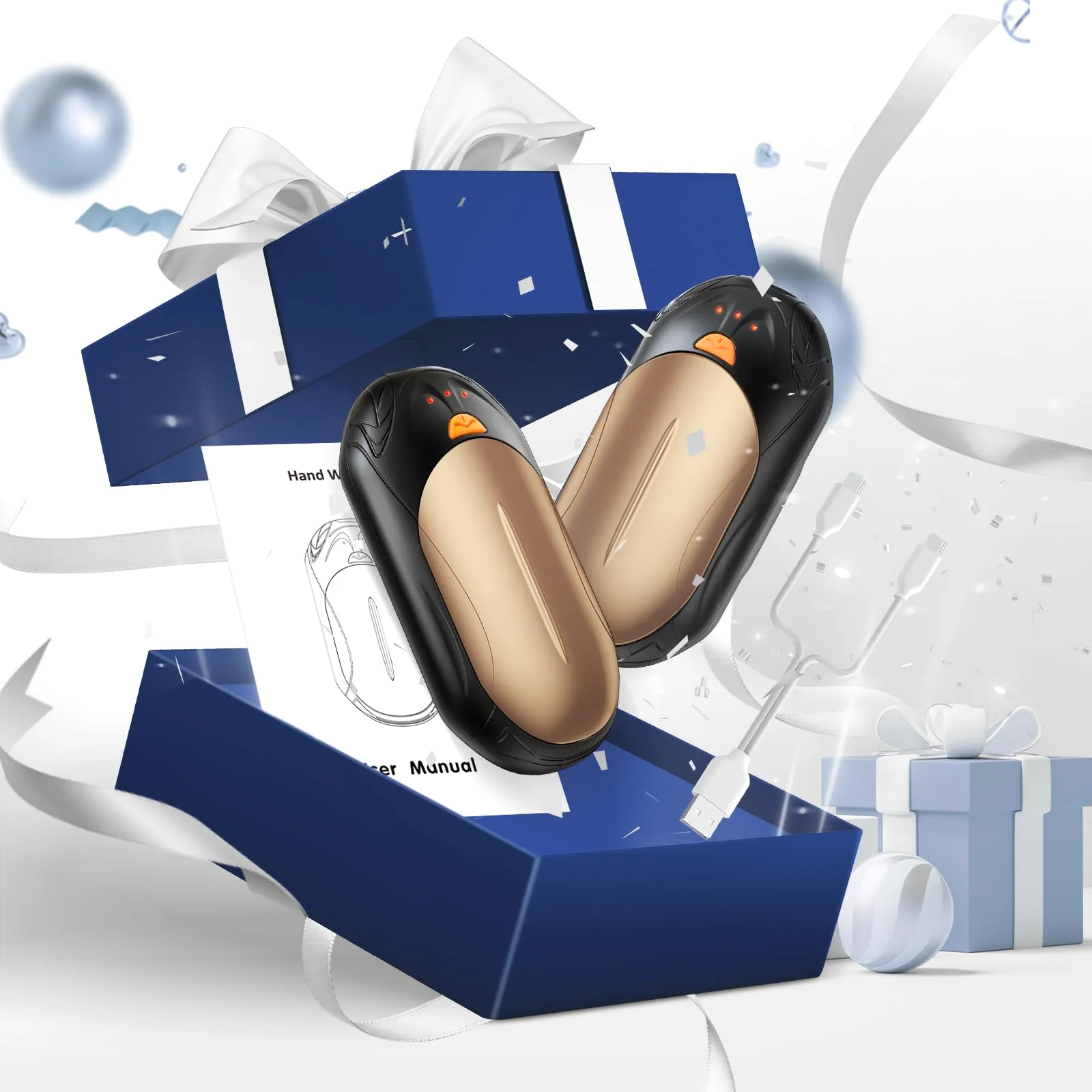 The Bronze pair coming out of a gift box